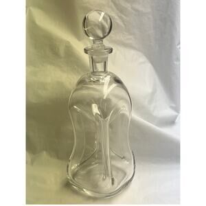 Vintage Glass Decanter, Liquor Dispenser Bottle Glass Stopper 10.5"